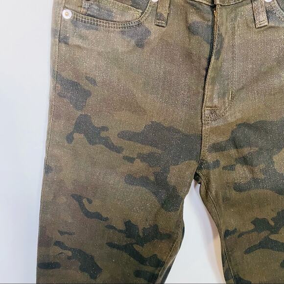 NEW HUDSON Tan Olive Sparkle Camo Nico Mid Rise Super Skinny Denim Jeans 26 - Picture 3 of 10